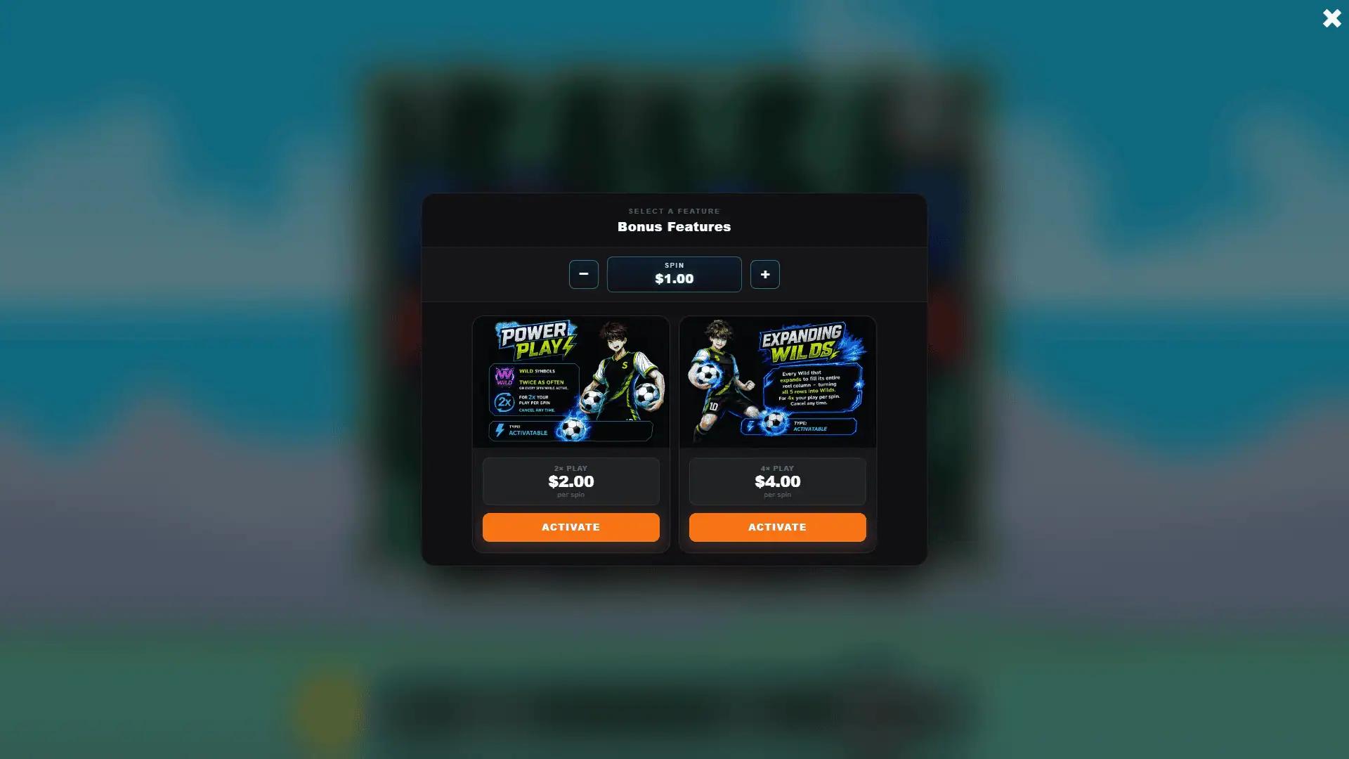 Pitch Hero bonus buy menu