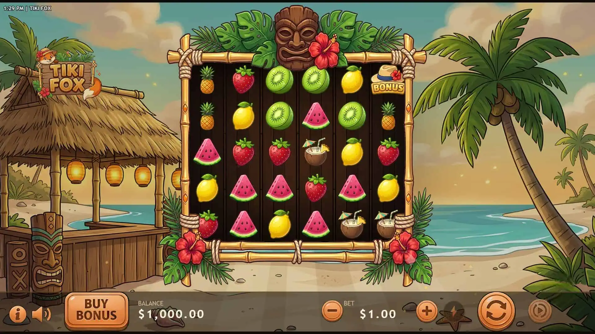 Tiki Fox slot gameplay reels