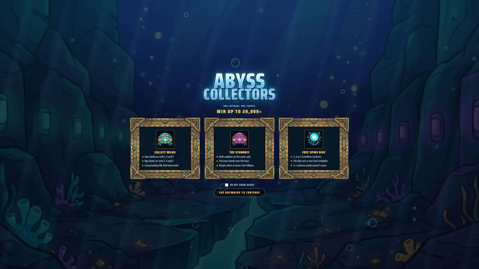 Abyss Collectors slot intro screen