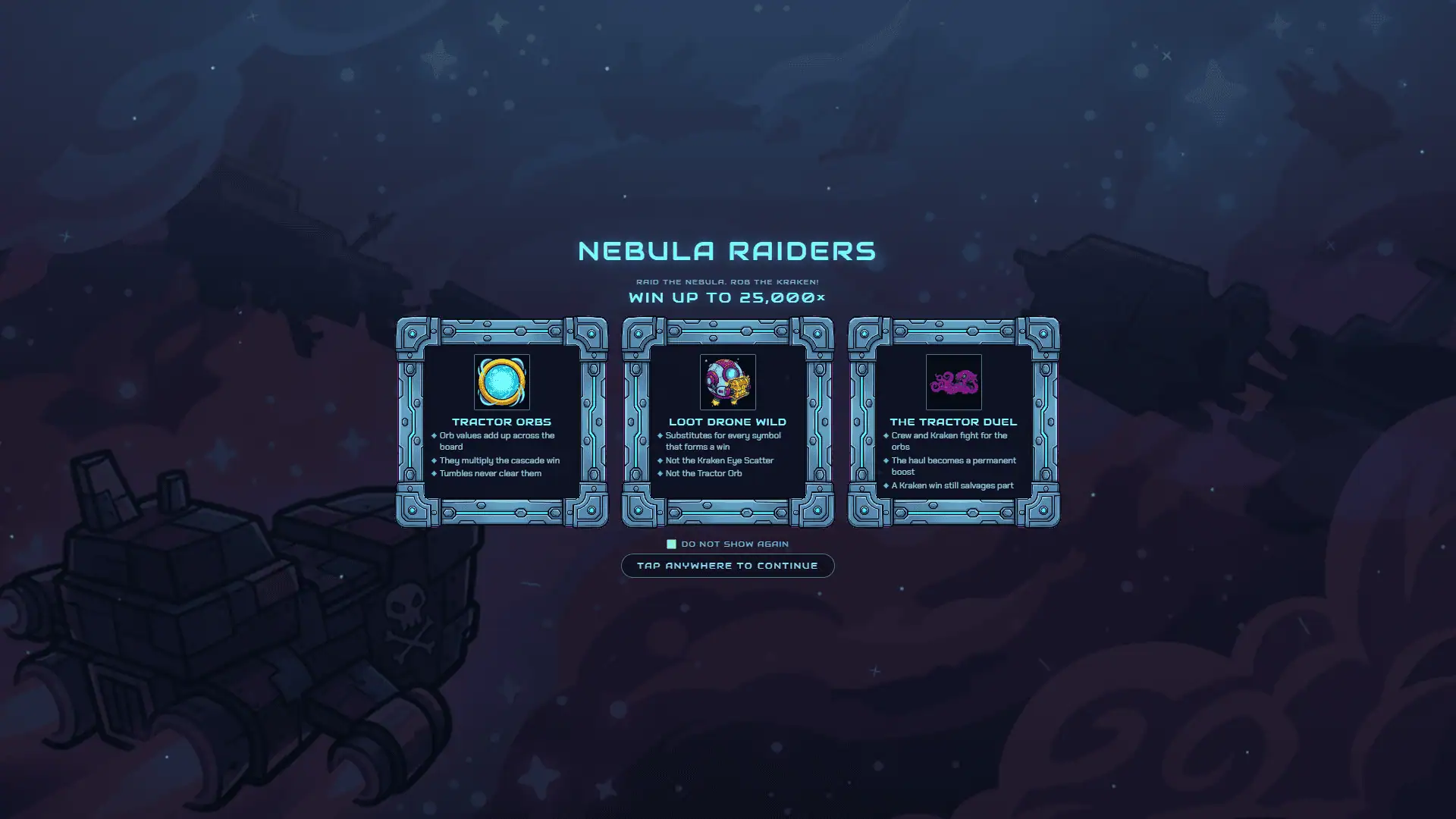 Nebula Raiders slot intro screen
