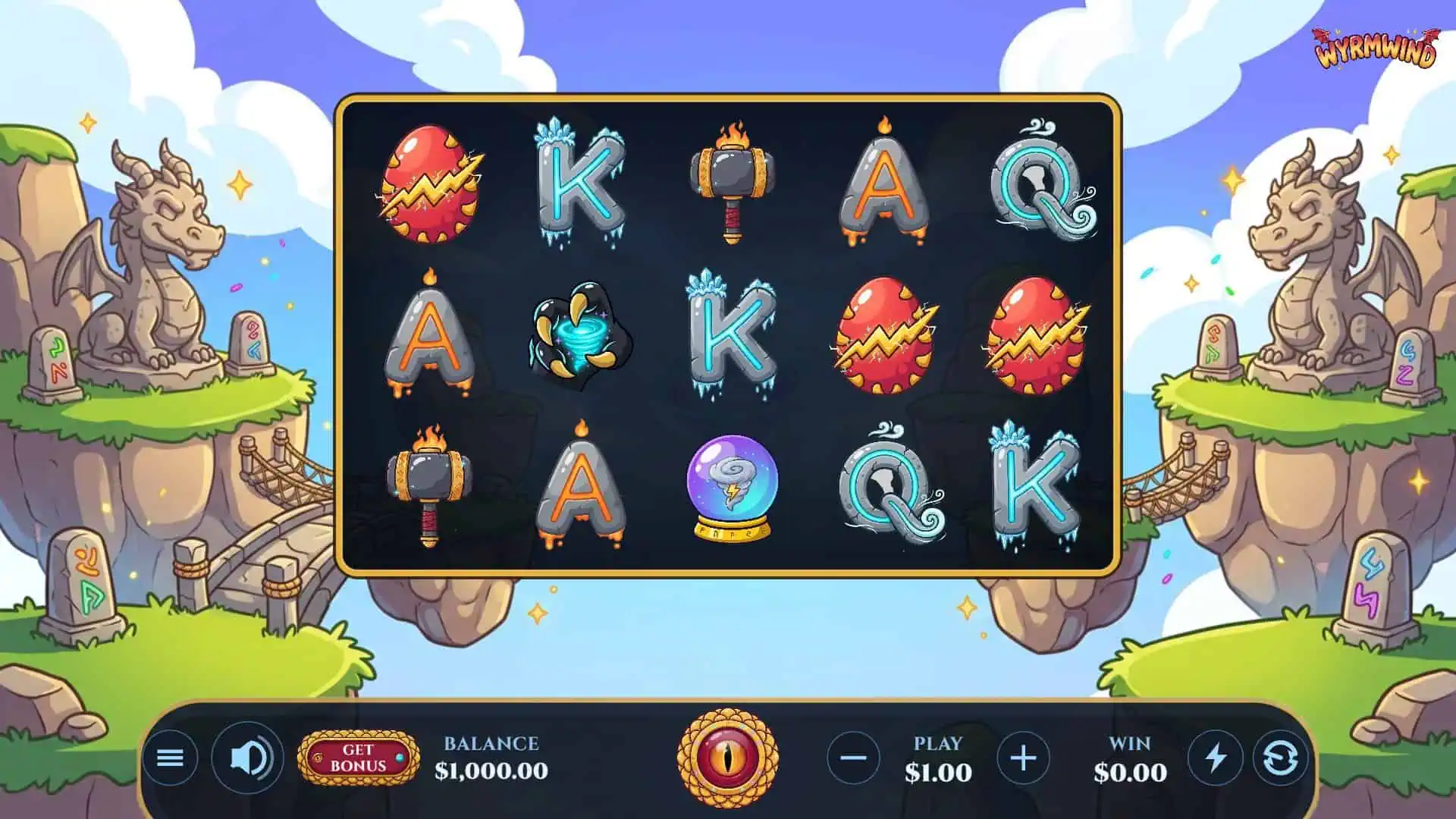Wyrmwind slot gameplay reels