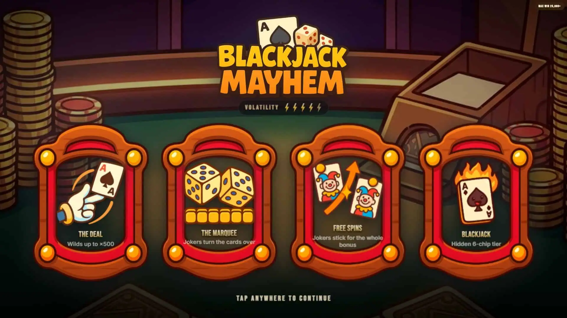 BlackJack Mayhem slot intro screen