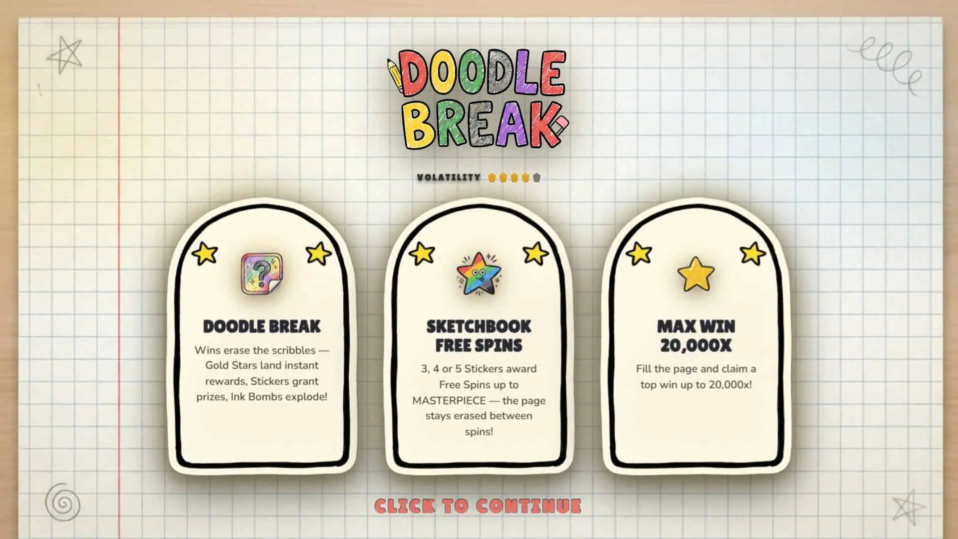 Doodle Break slot intro screen