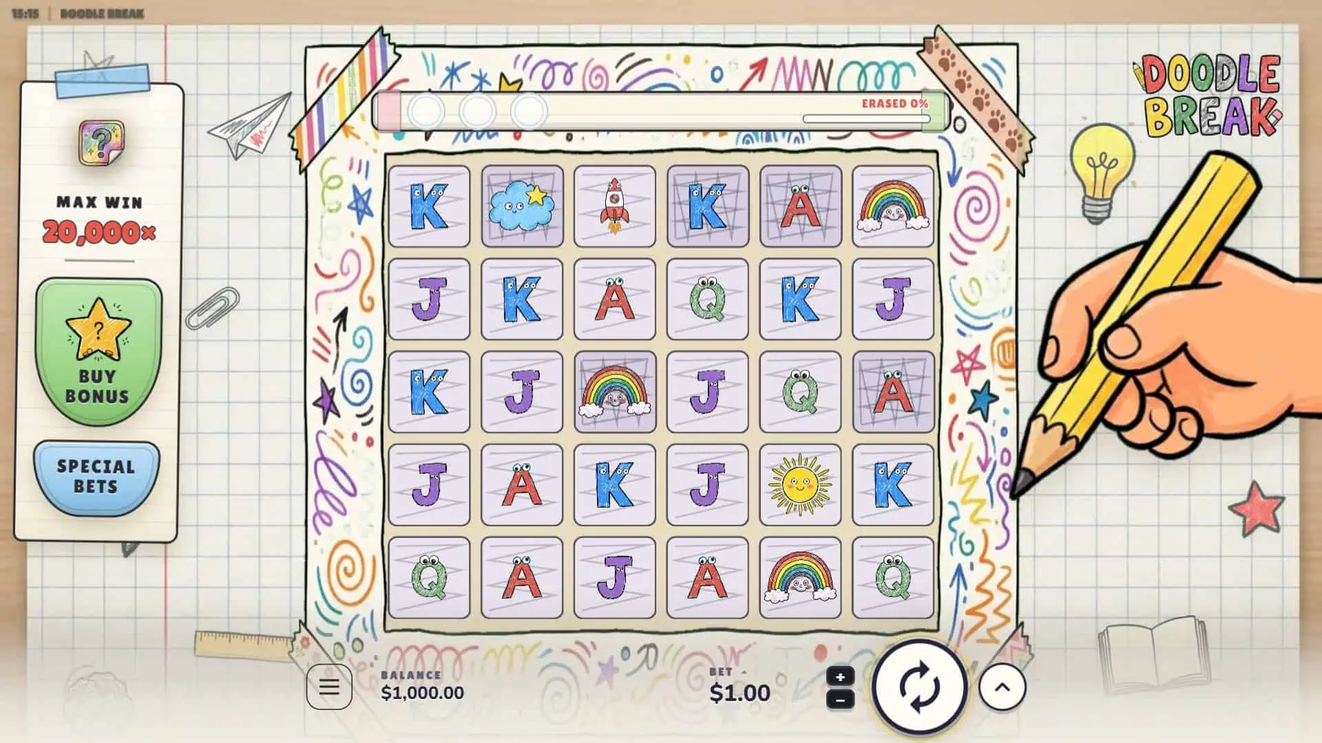 Doodle Break slot gameplay reels