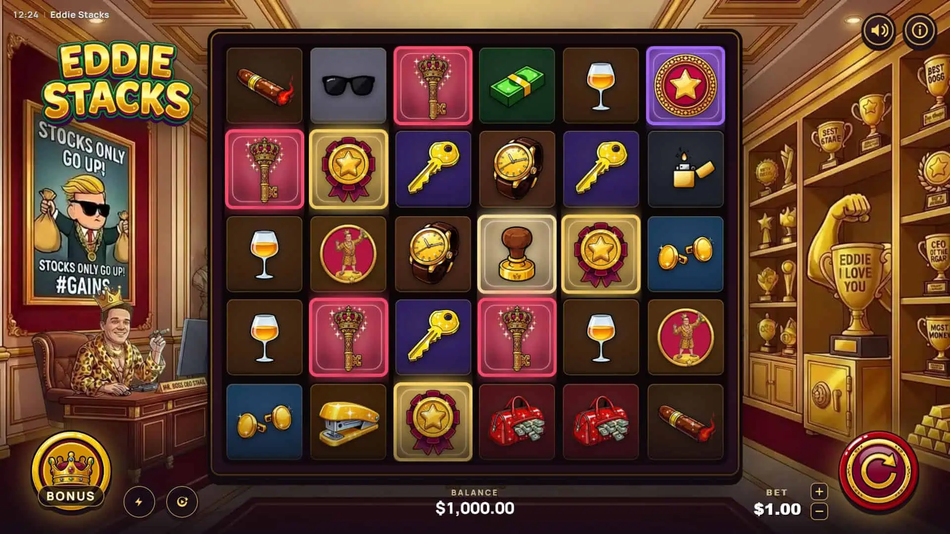 Eddie Stacks slot gameplay reels