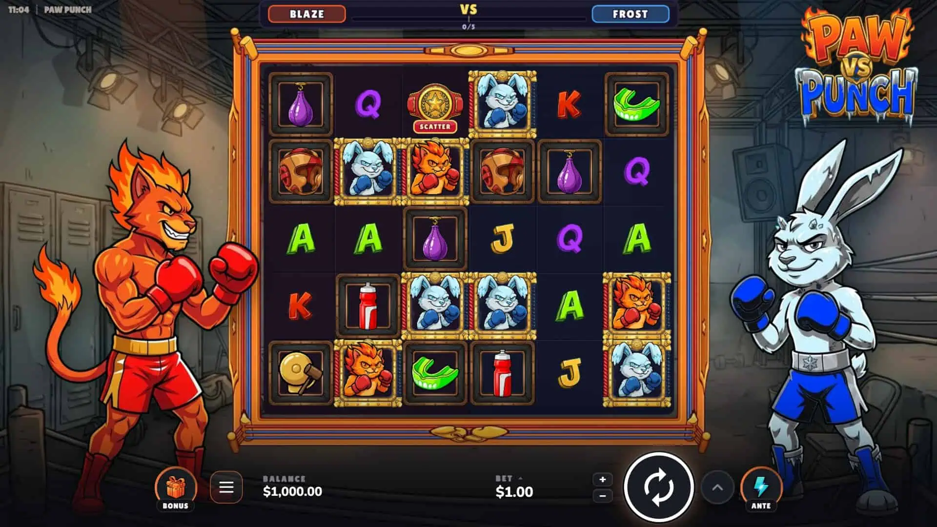 Paw Punch slot gameplay reels