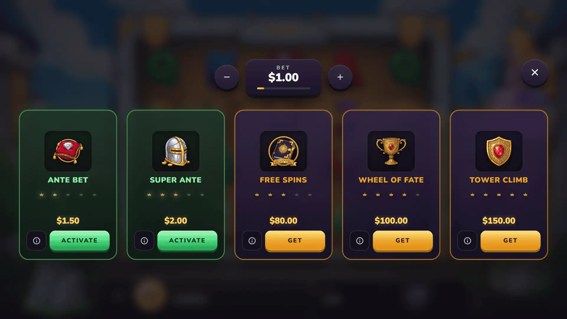 Scrolls of the Realm bonus buy menu