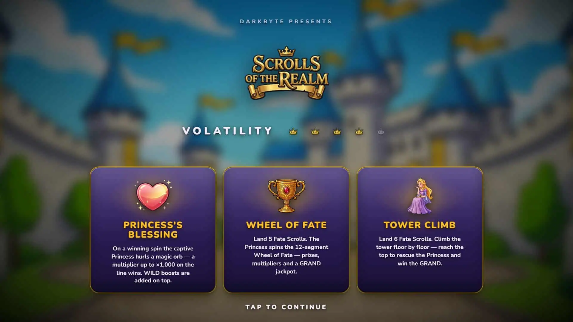 Scrolls of the Realm slot intro screen