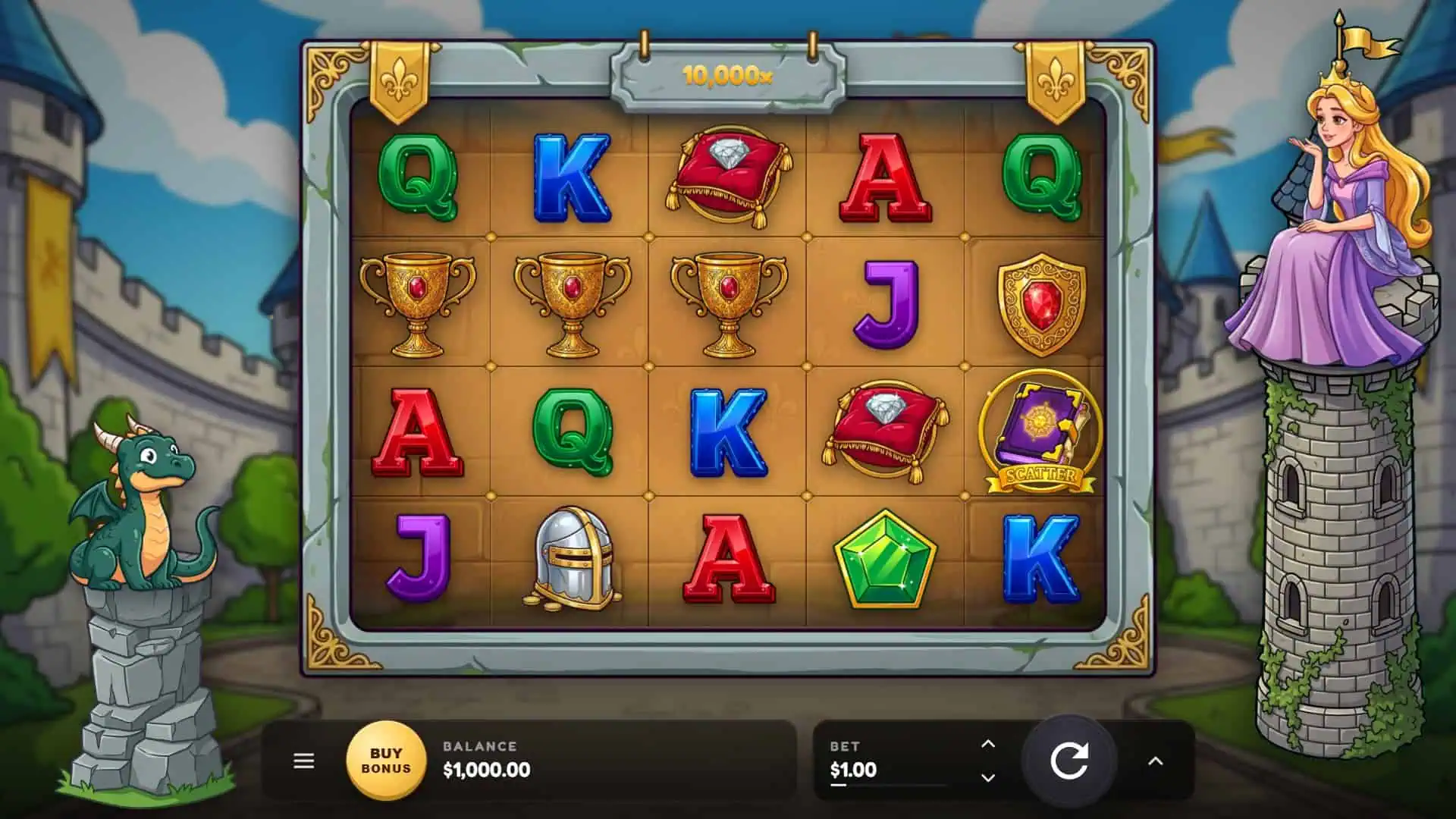 Scrolls of the Realm slot gameplay reels