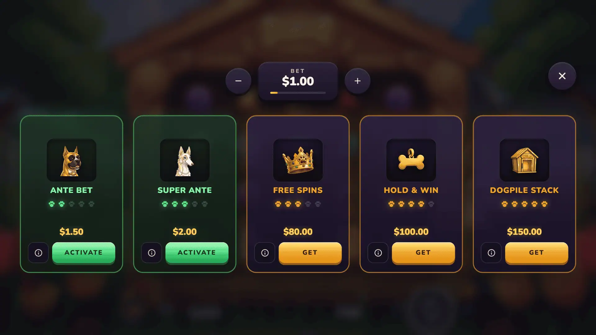 Spot the top dog bonus buy menu