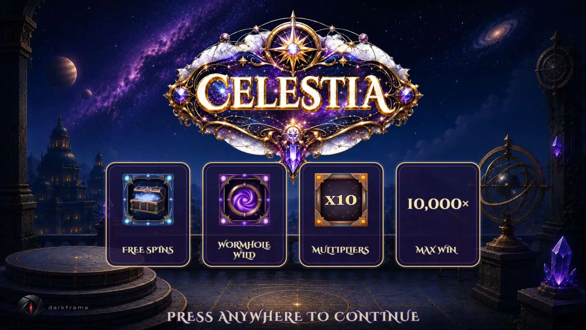 Celestia slot intro screen