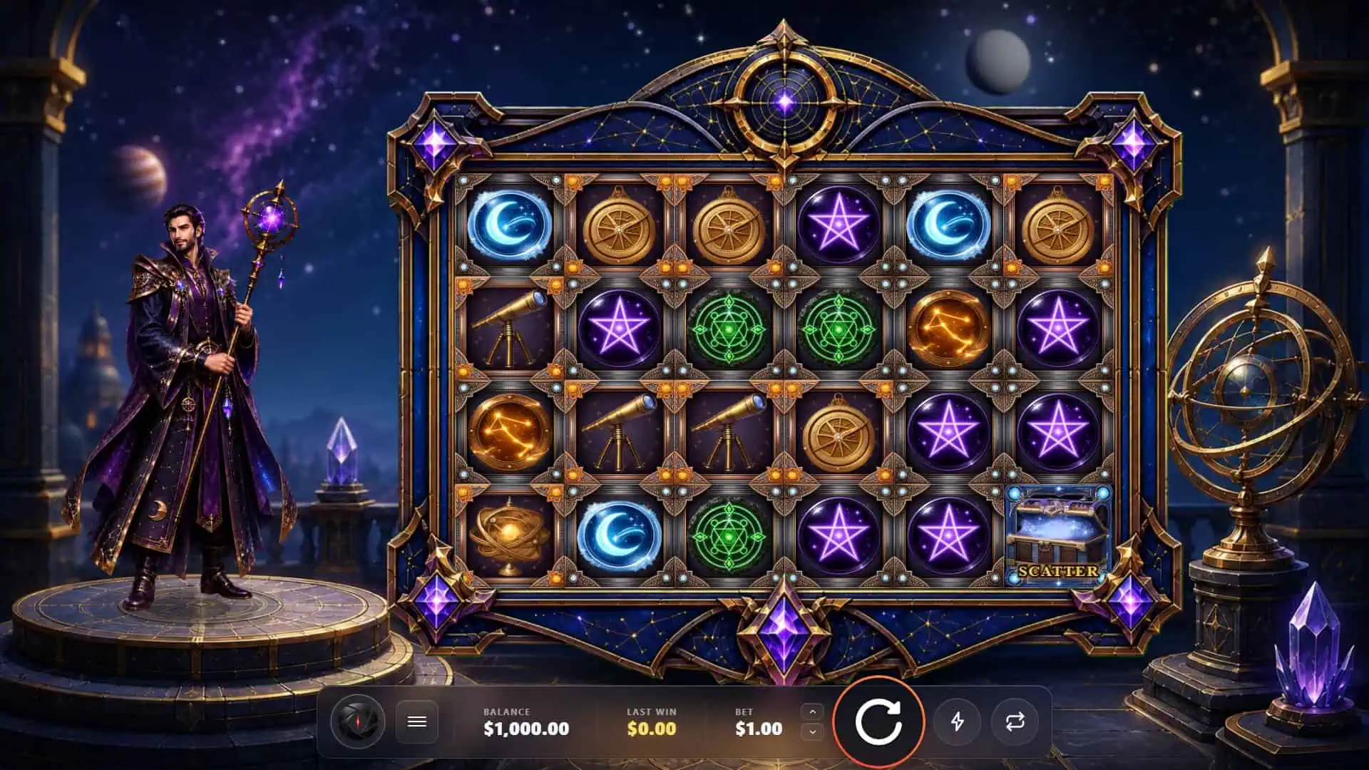 Celestia slot gameplay reels