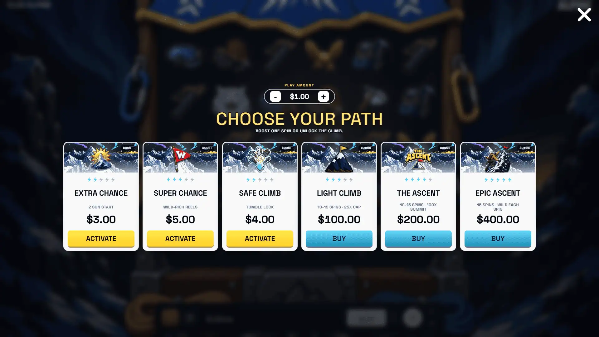 Alpine bonus buy menu