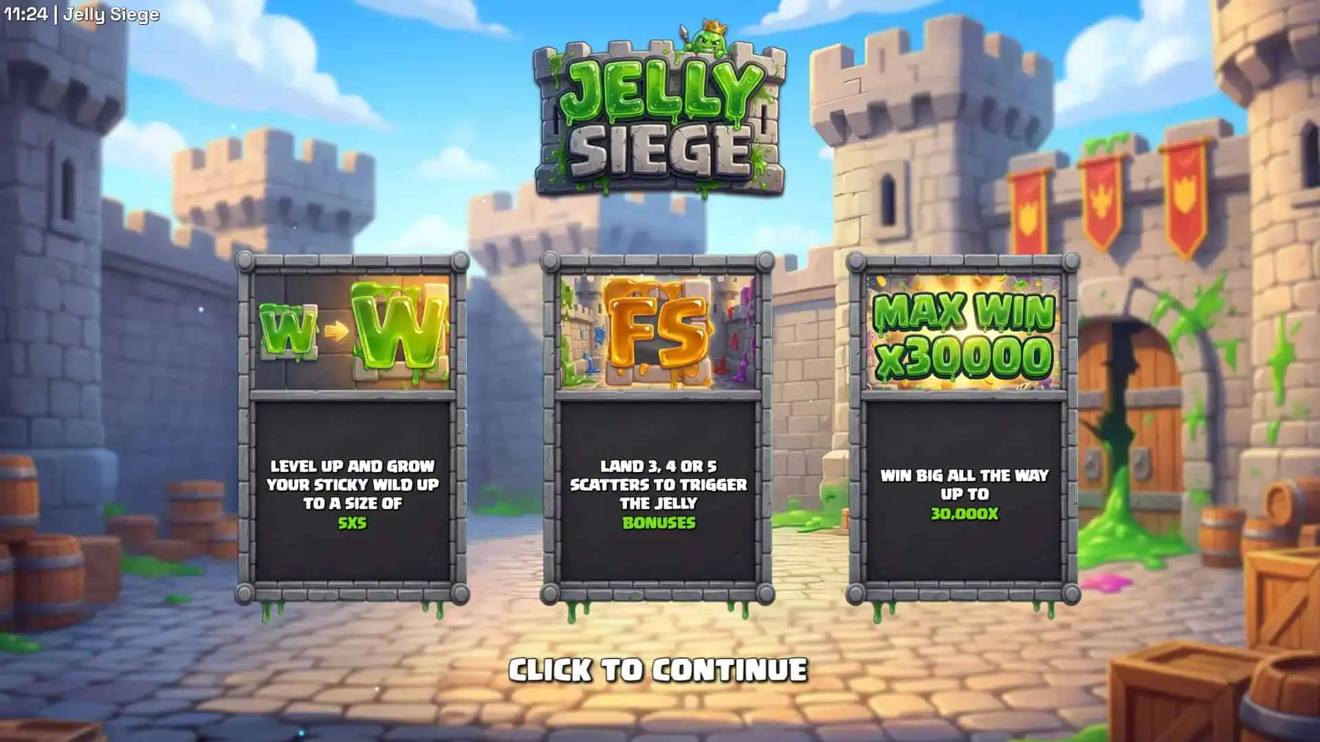Jelly Siege slot intro screen