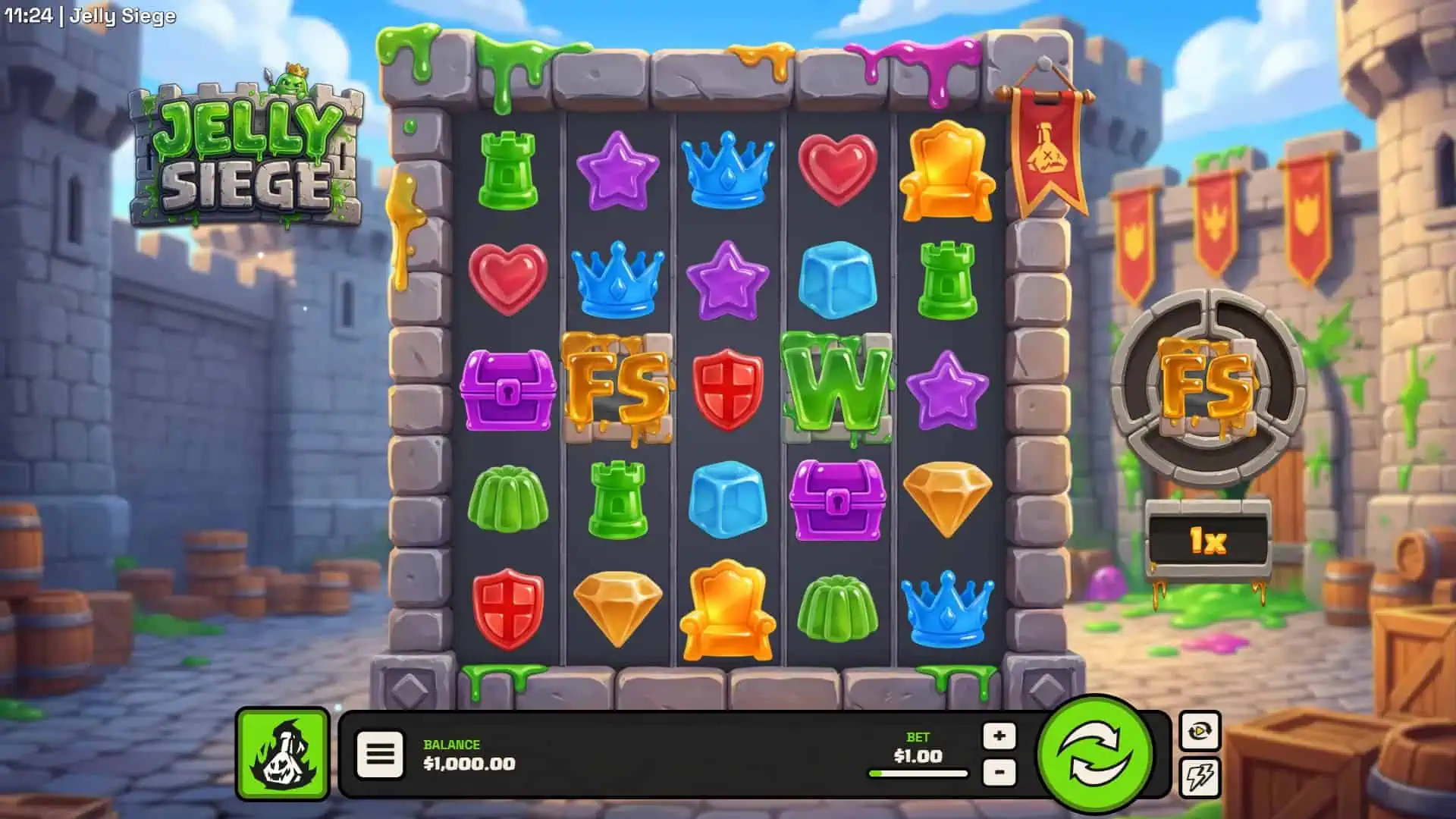 Jelly Siege slot gameplay reels