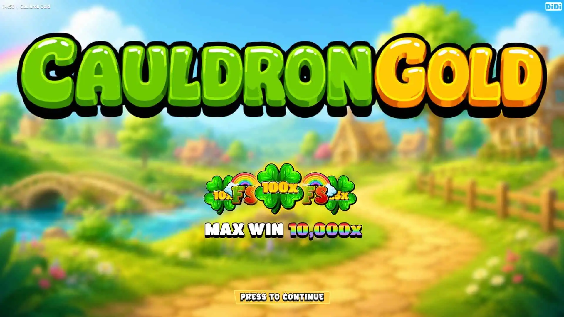 Cauldron Gold slot intro screen