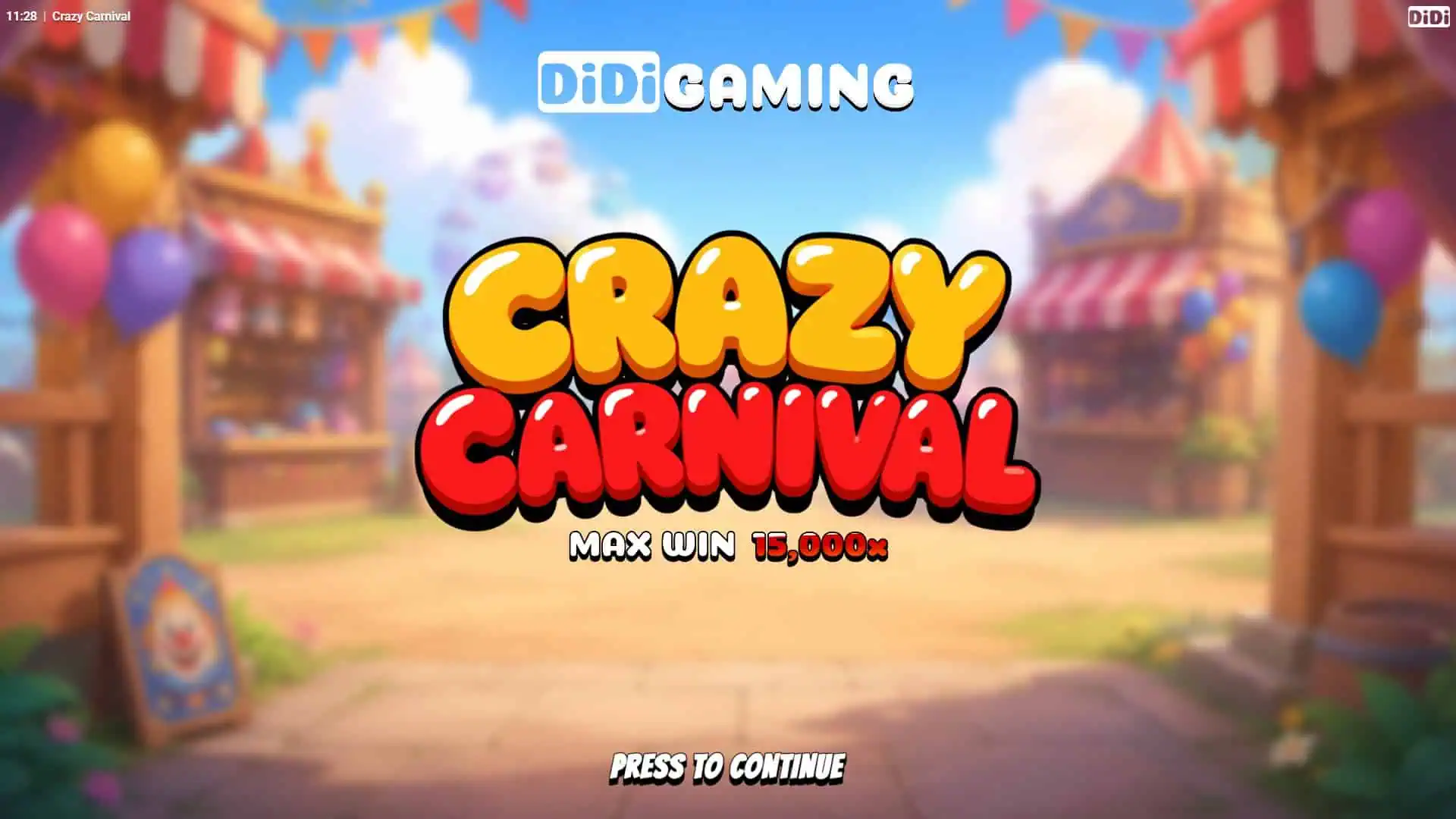 Crazy Carnival slot intro screen