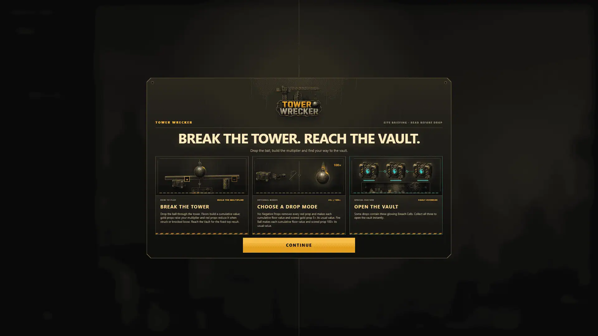 Tower Wrecker slot intro screen