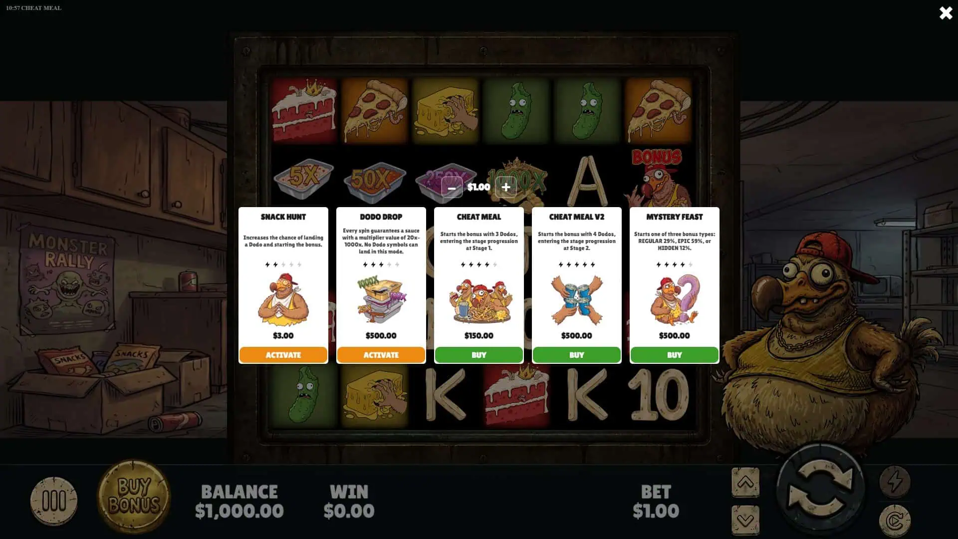Cheat Meal bonus buy menu