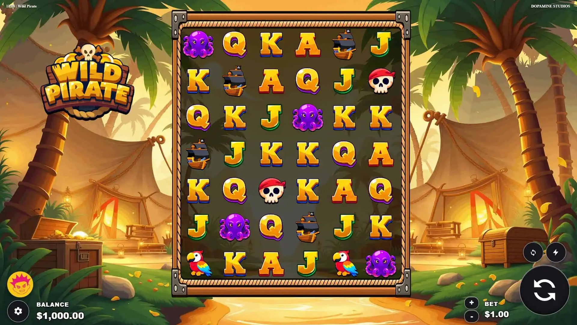 Wild Pirate Cluster Pays slot gameplay reels