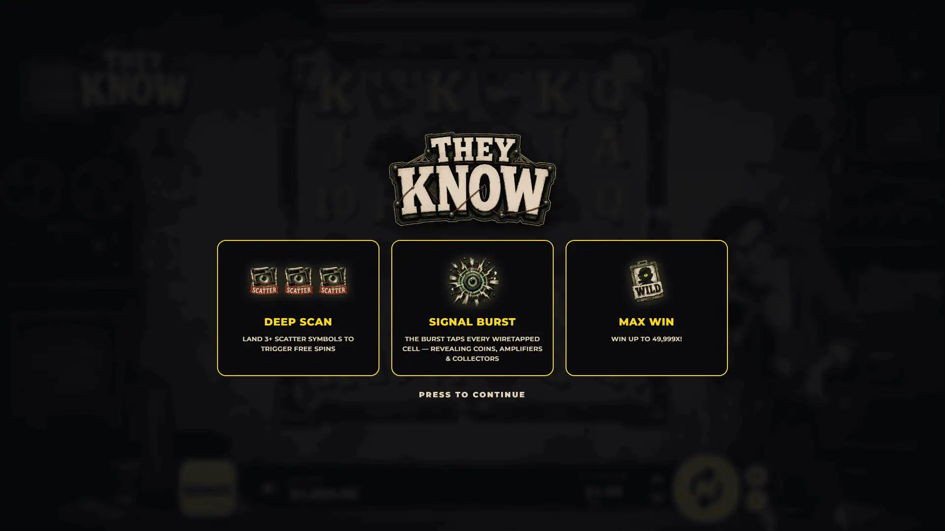 They Know slot intro screen