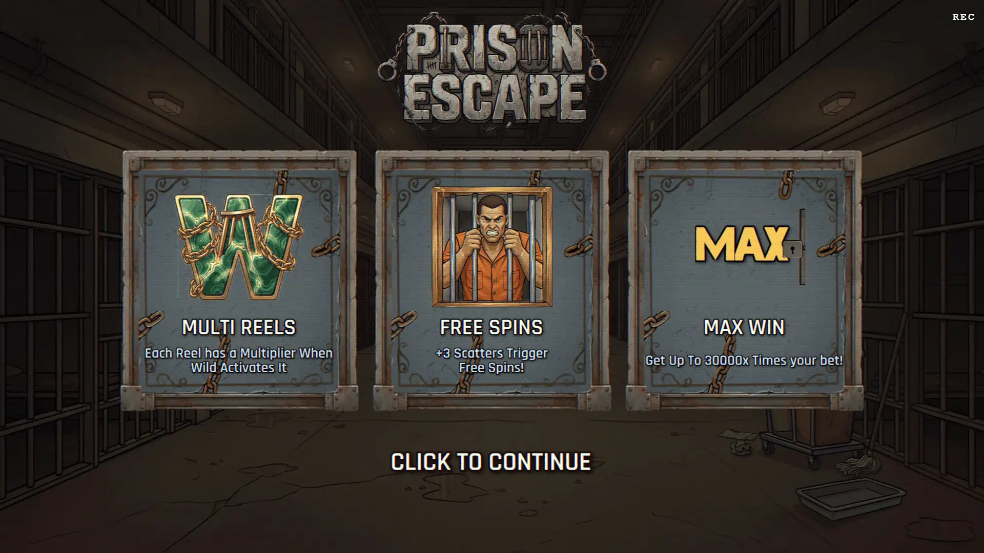 Prison Escape slot intro screen