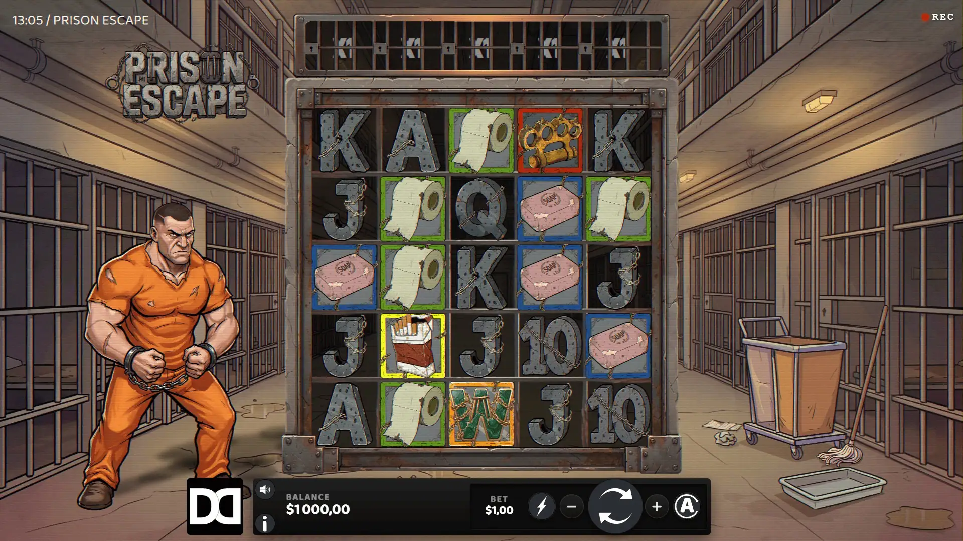 Prison Escape slot gameplay reels
