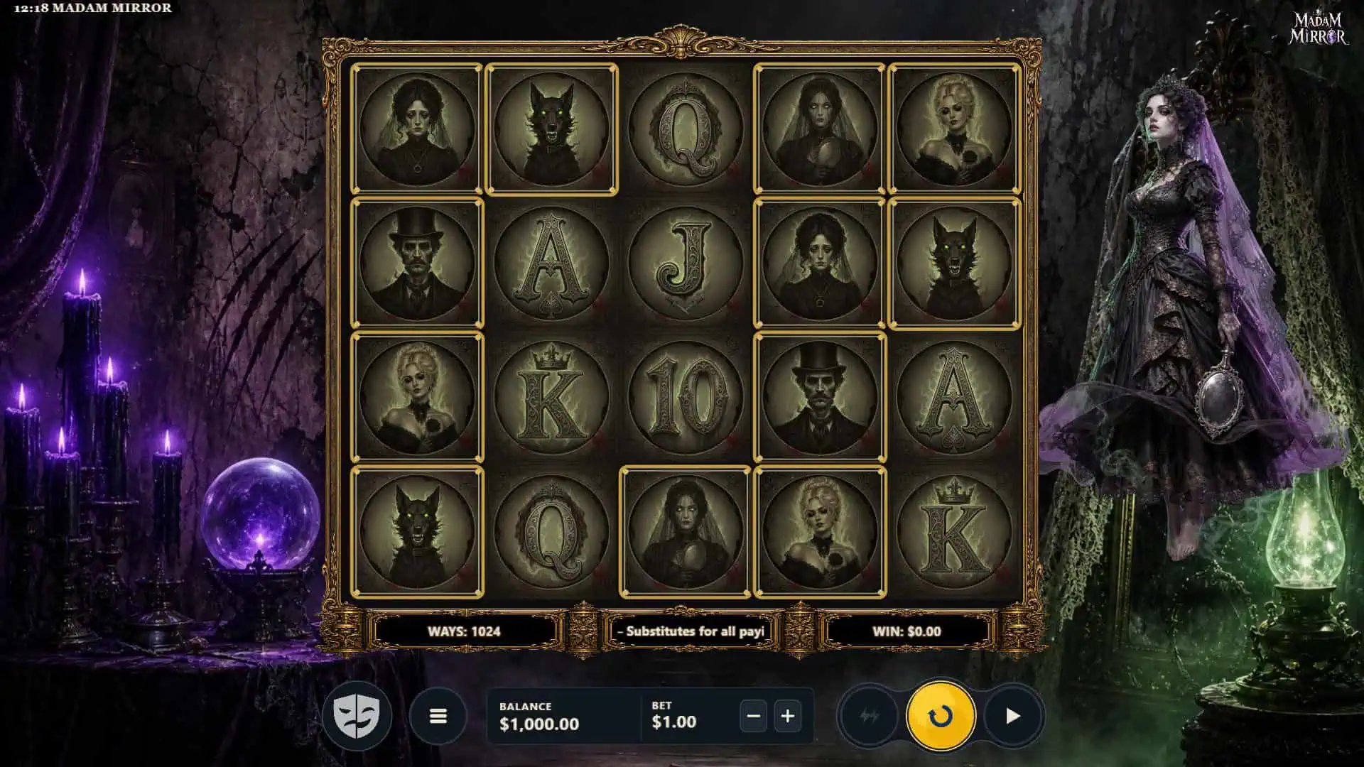 Madam Mirror slot gameplay reels
