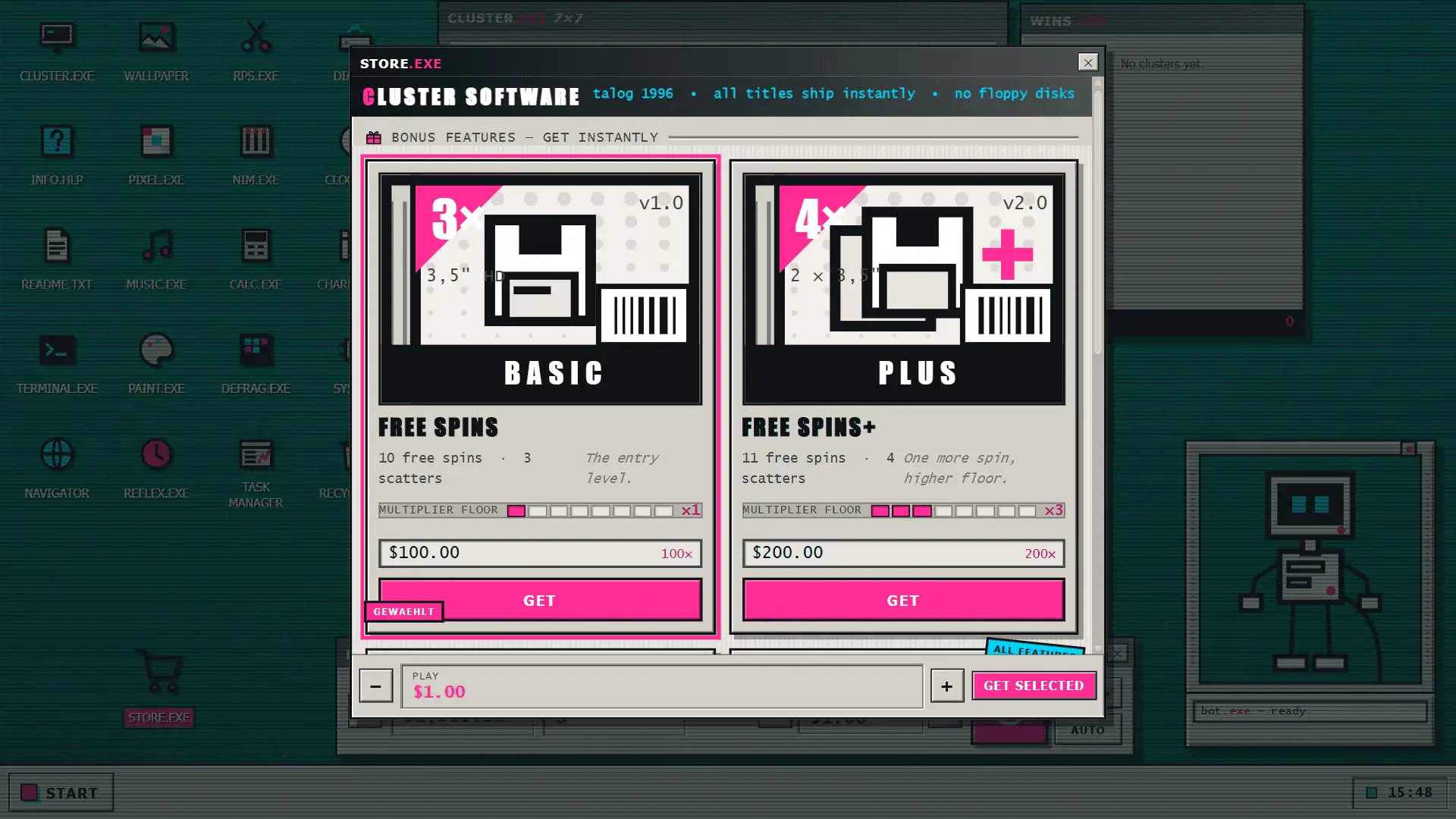 CLUSTER.EXE bonus buy menu