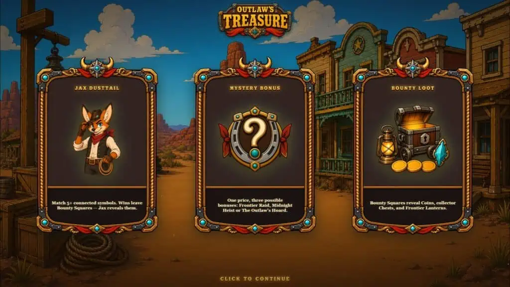 Emporium outlaw s treasure intro screen