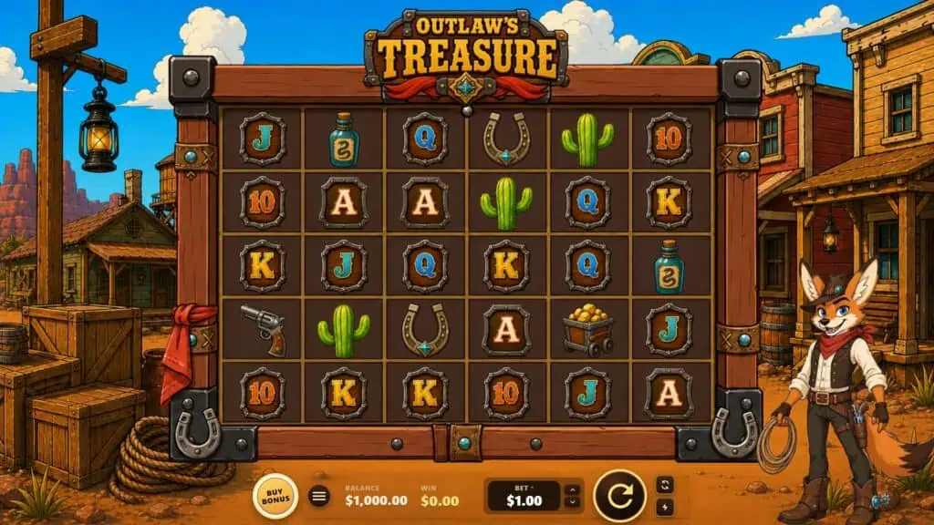 Emporium outlaw s treasure slot game preview