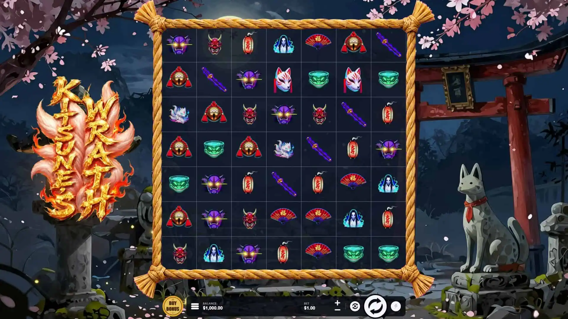 Kitsune`s Wrath slot gameplay reels