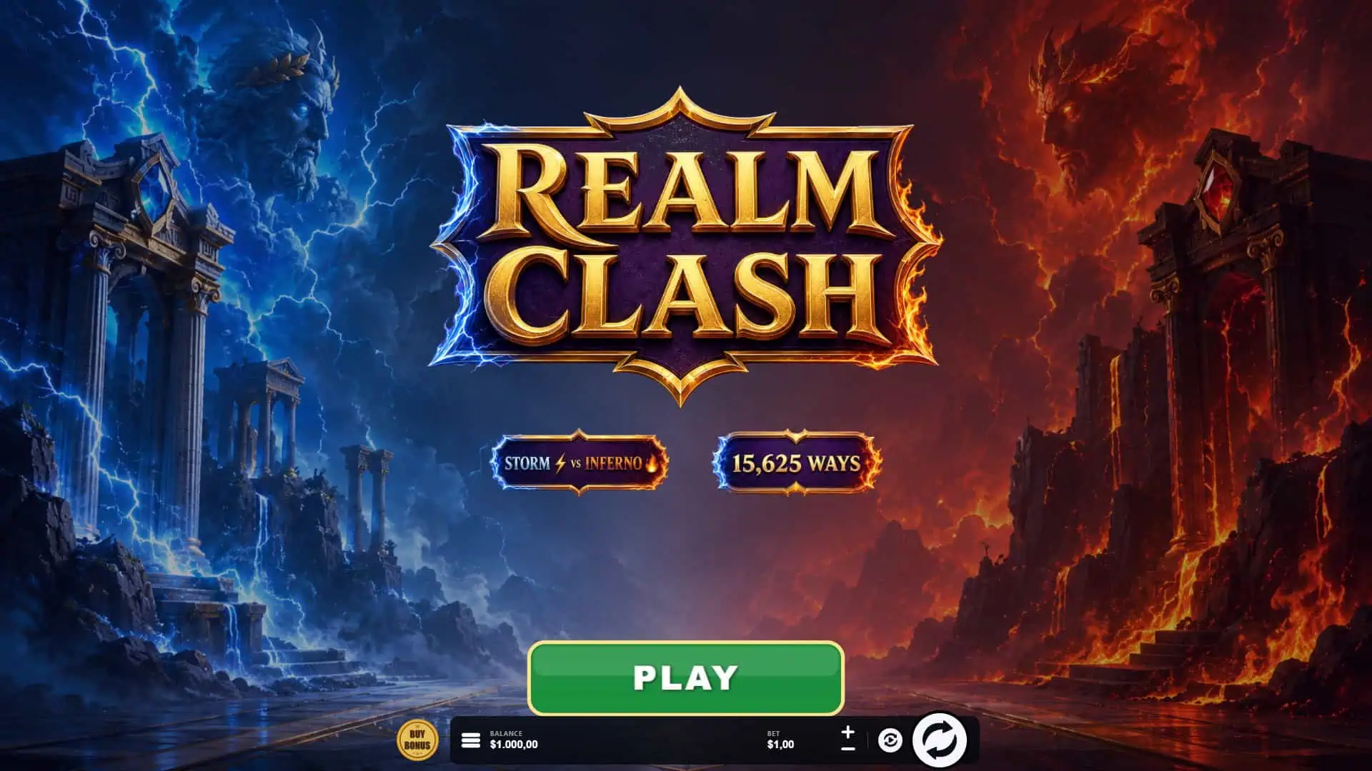 Realm Clash slot intro screen