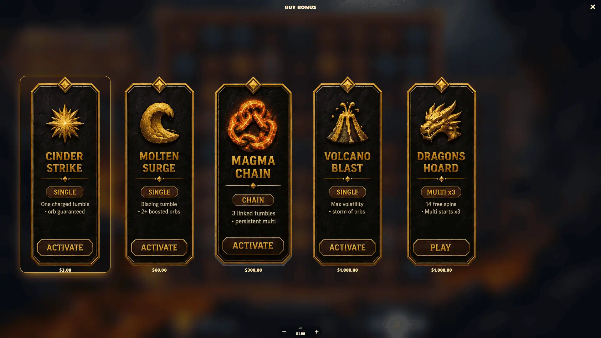 Stone Rush 2 bonus buy menu