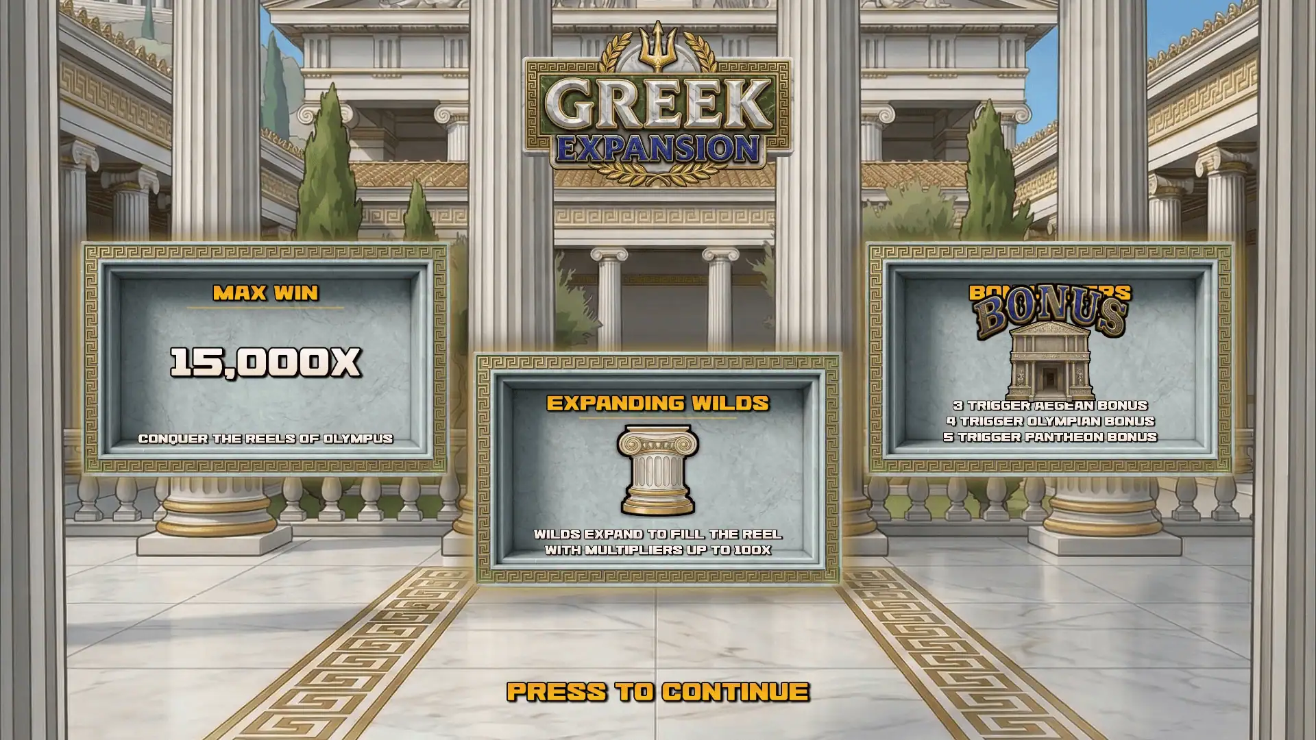 Greek Expansion slot intro screen