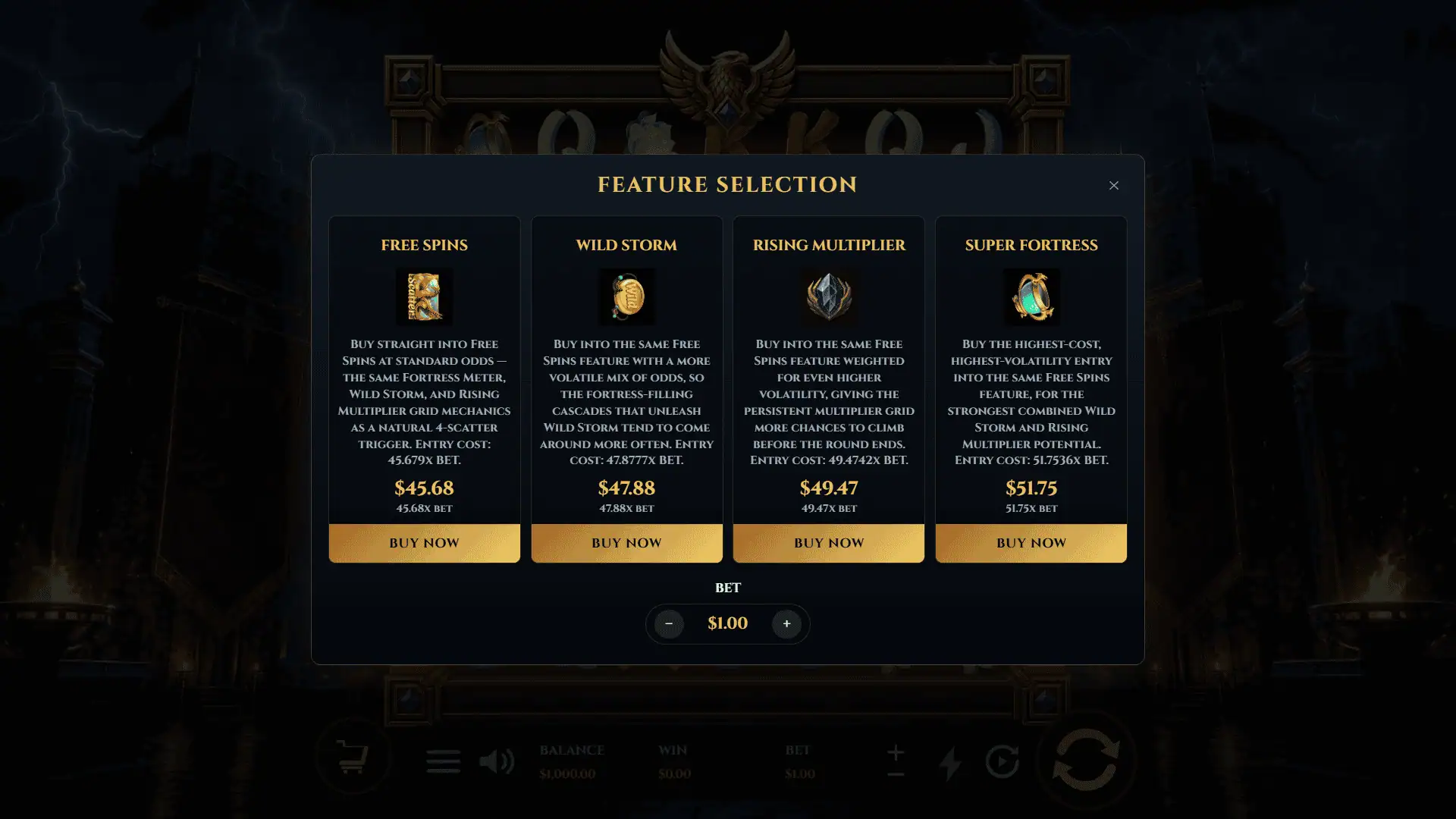 Golden Eagle bonus buy menu