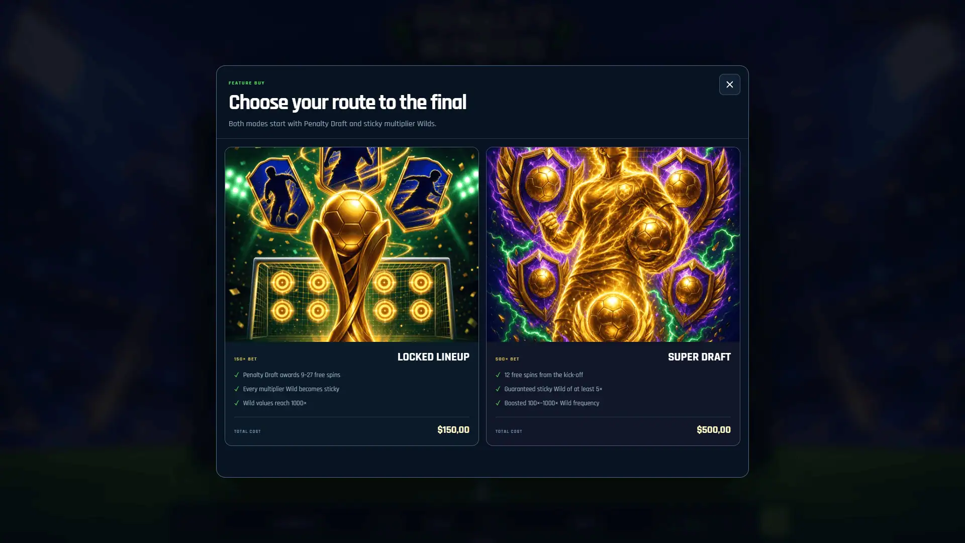 Penalty Kings bonus buy menu