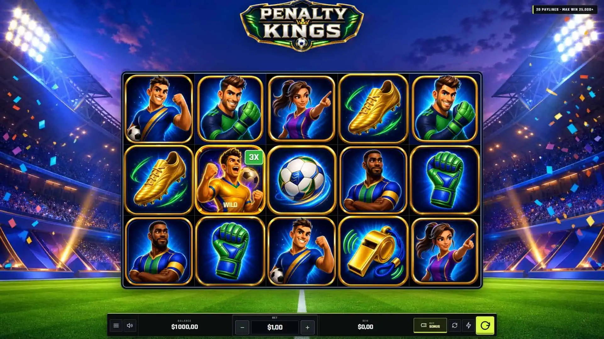 Penalty Kings slot gameplay reels