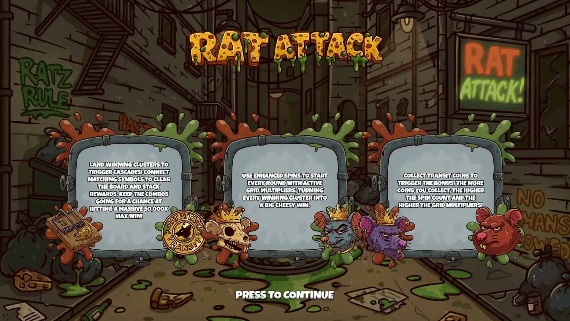 Rat Attack slot intro screen