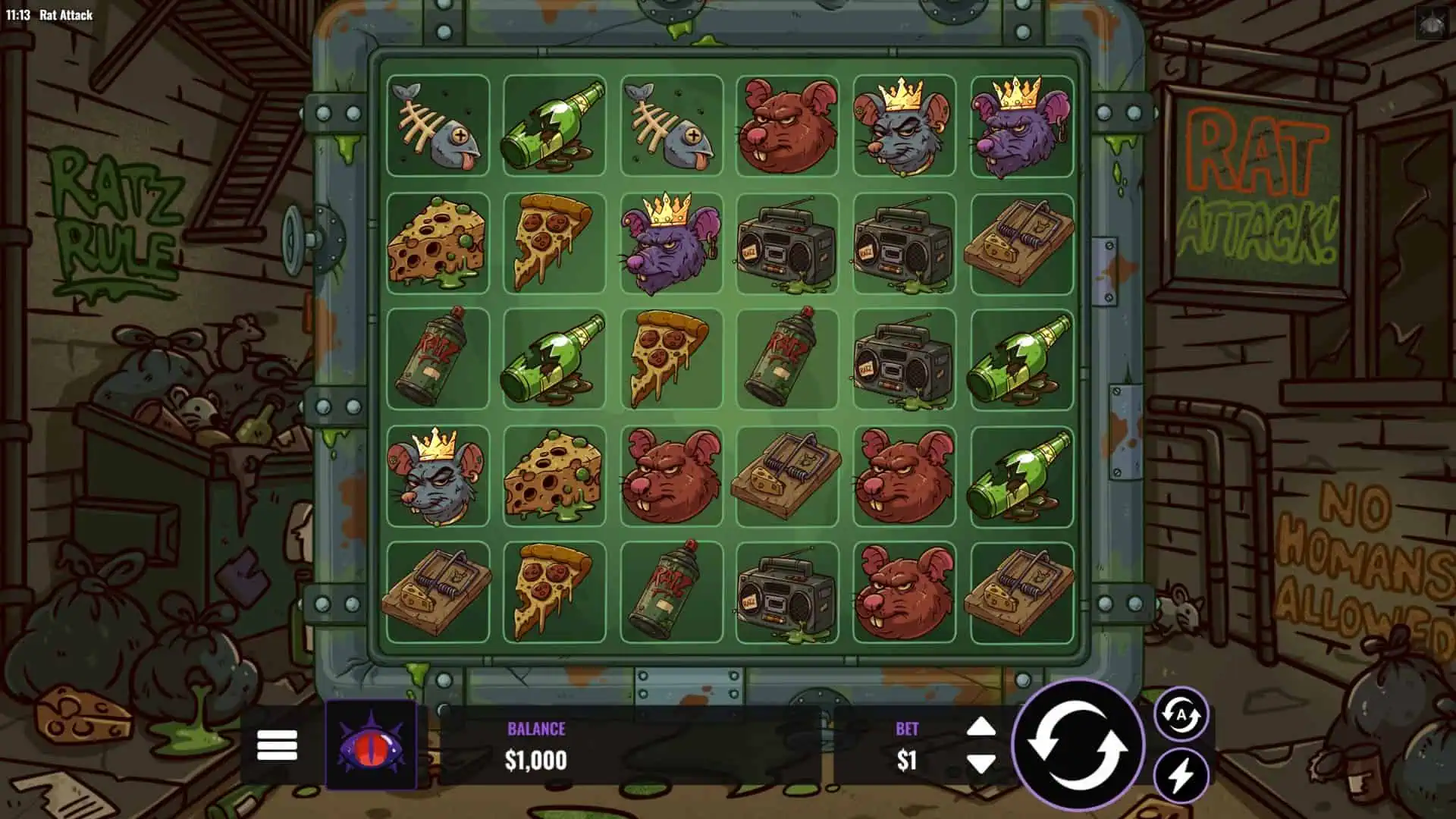 Rat Attack slot gameplay reels