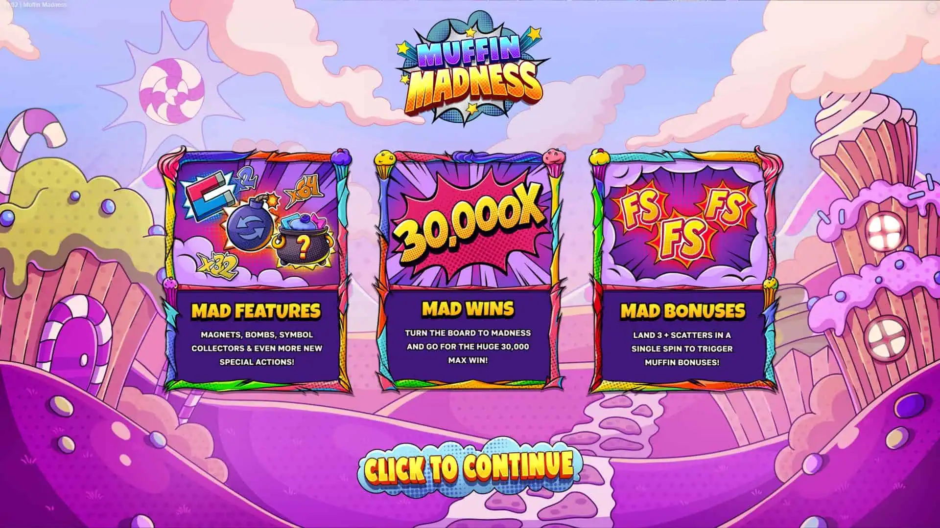 Muffin Madness slot intro screen