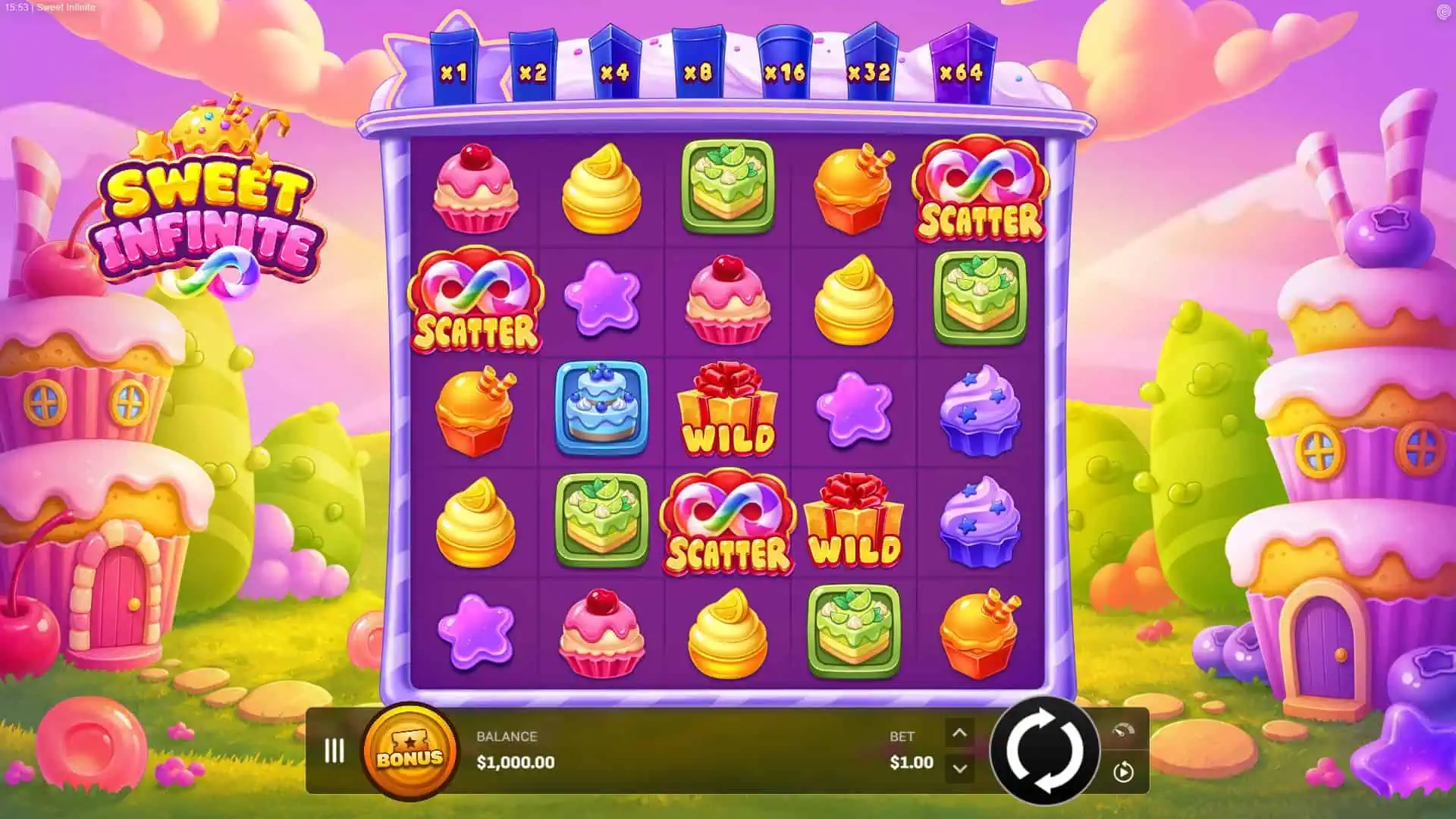 Sweet Infinite slot gameplay reels