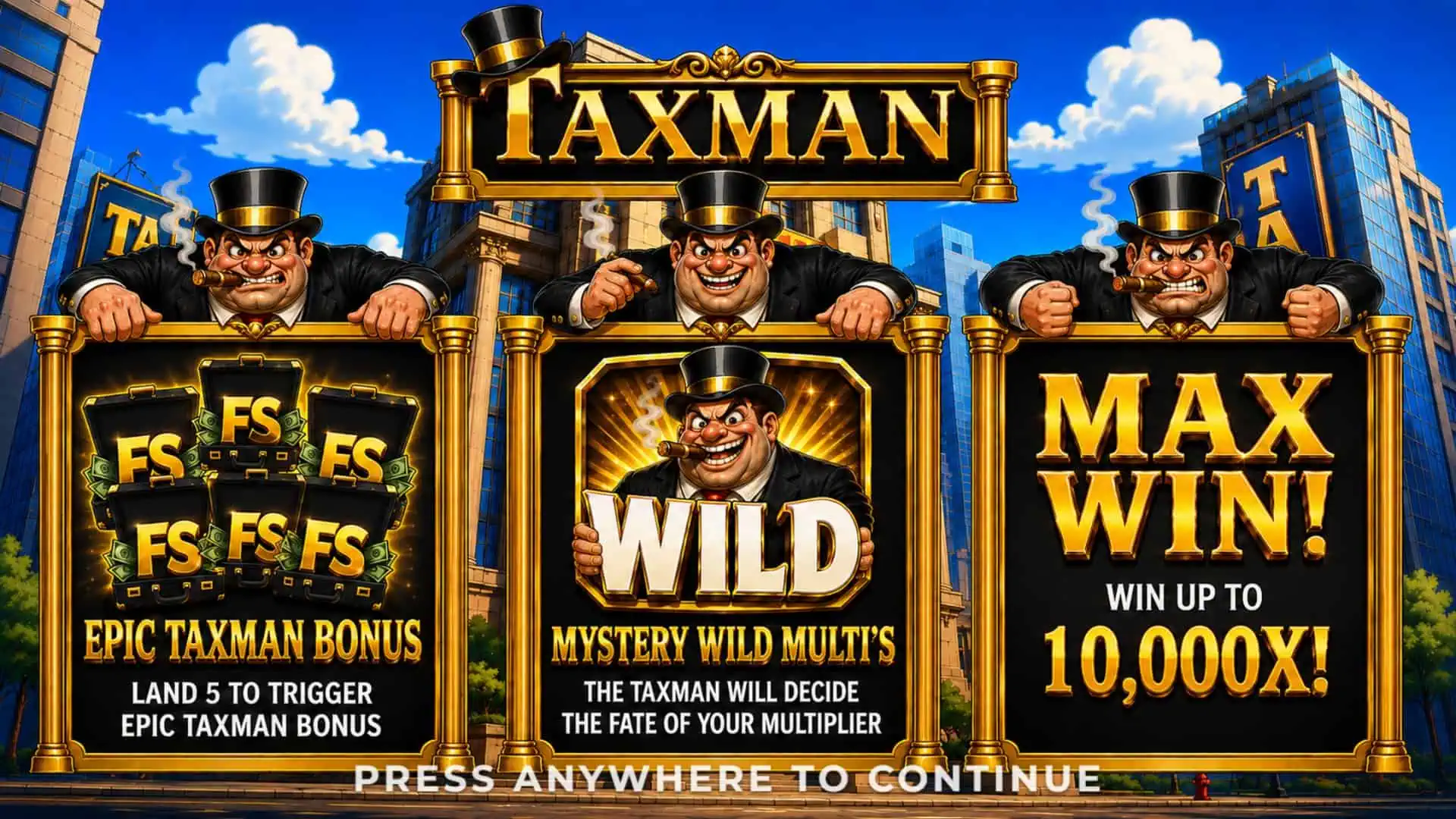 Taxman slot intro screen