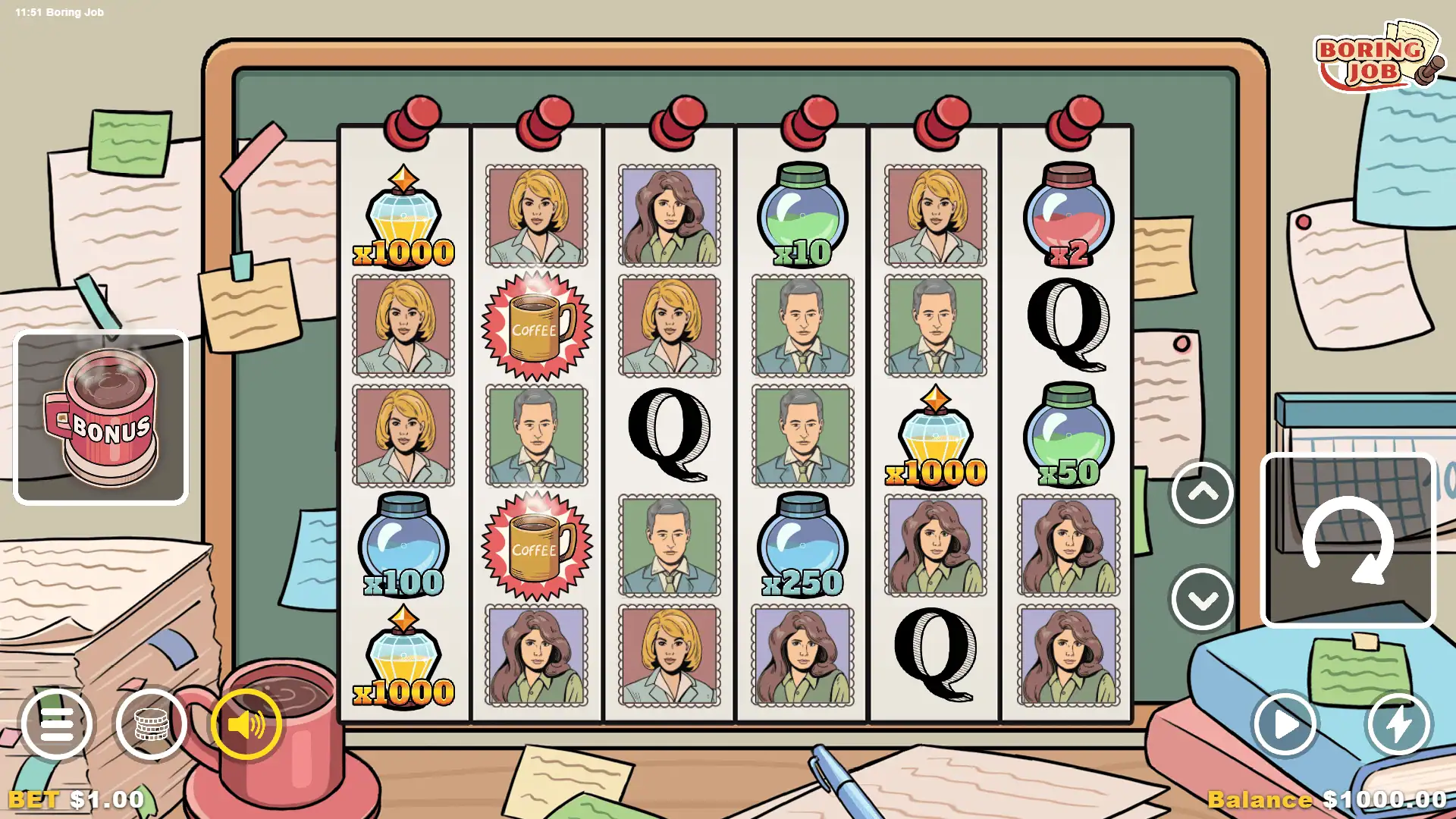 Boring Job slot gameplay reels