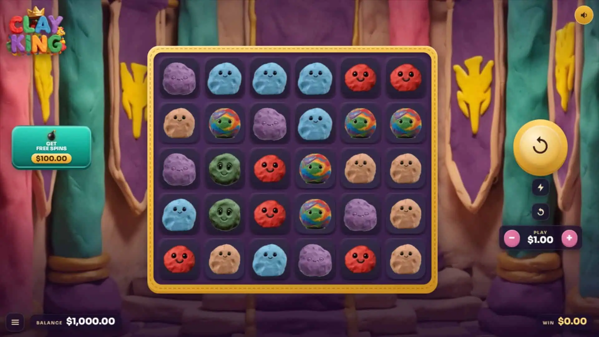 Clay King slot gameplay reels