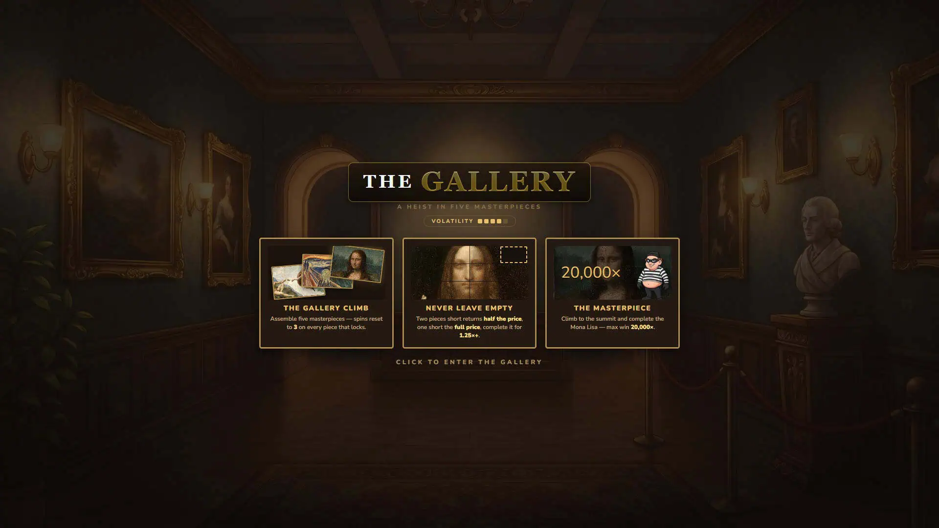 The Gallery slot intro screen