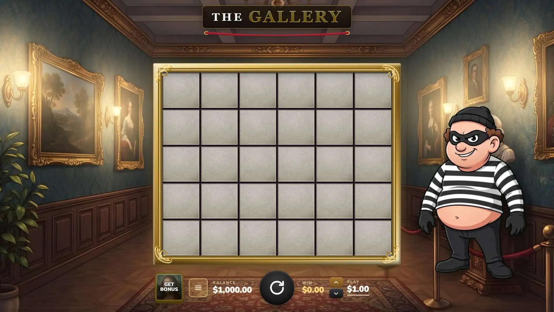 The Gallery slot gameplay reels
