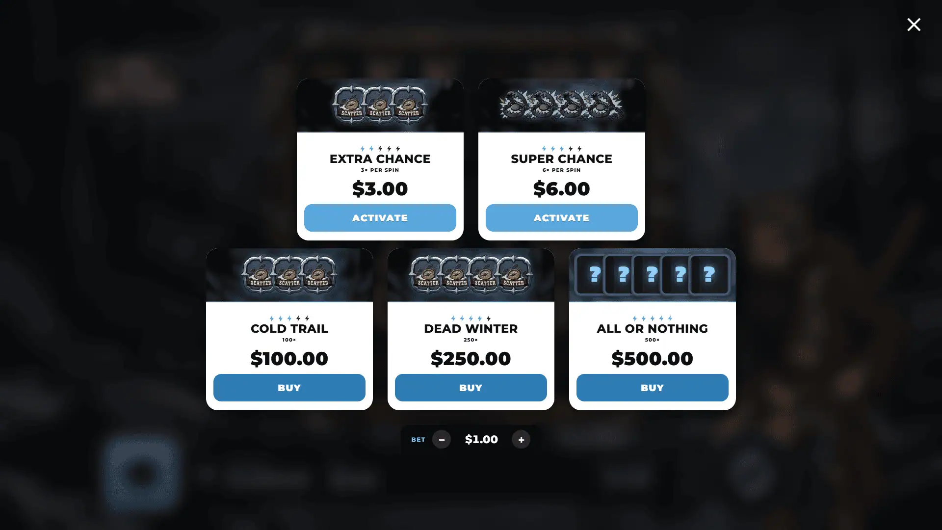 No Return bonus buy menu