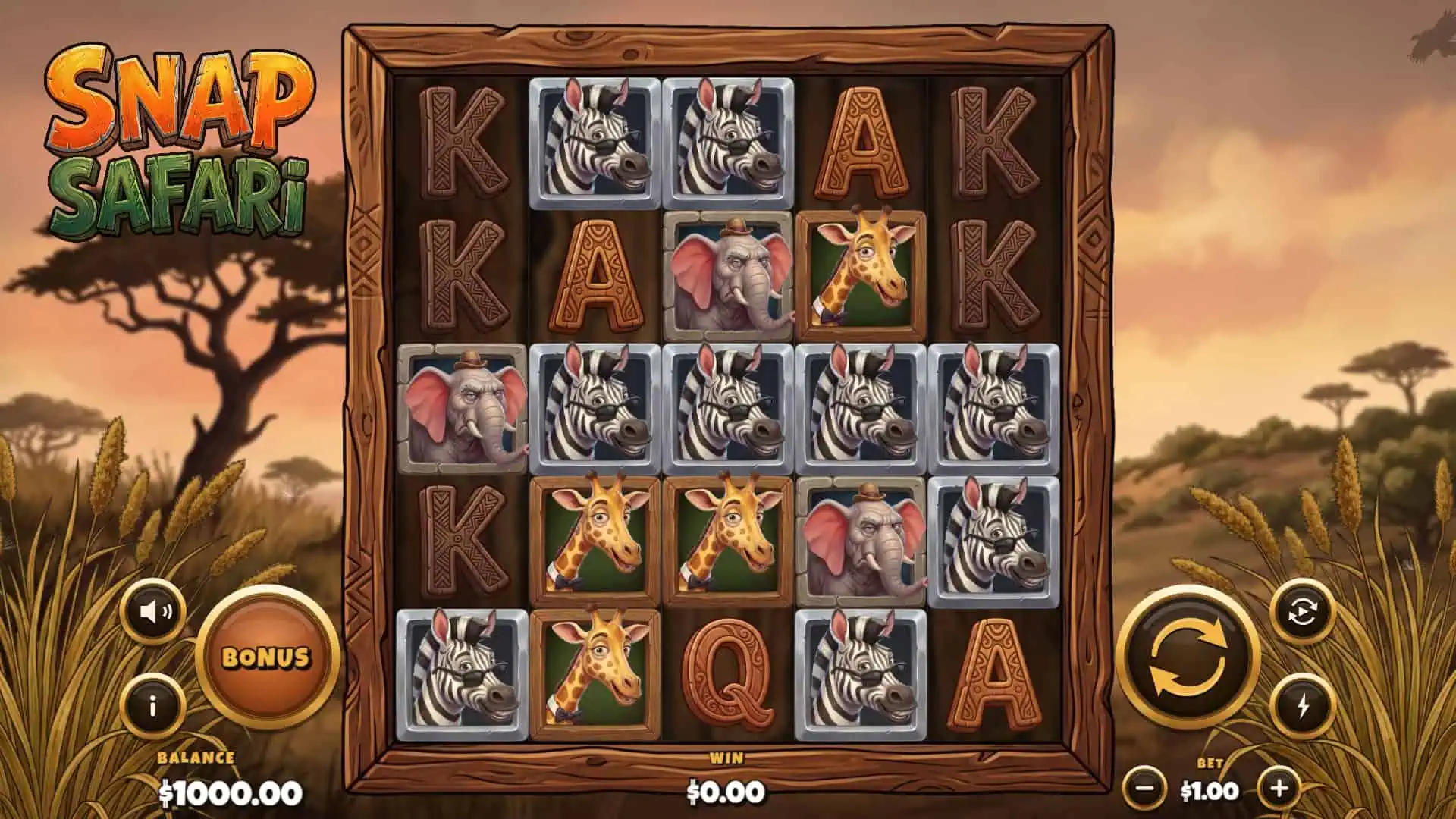 Snap Safari slot gameplay reels