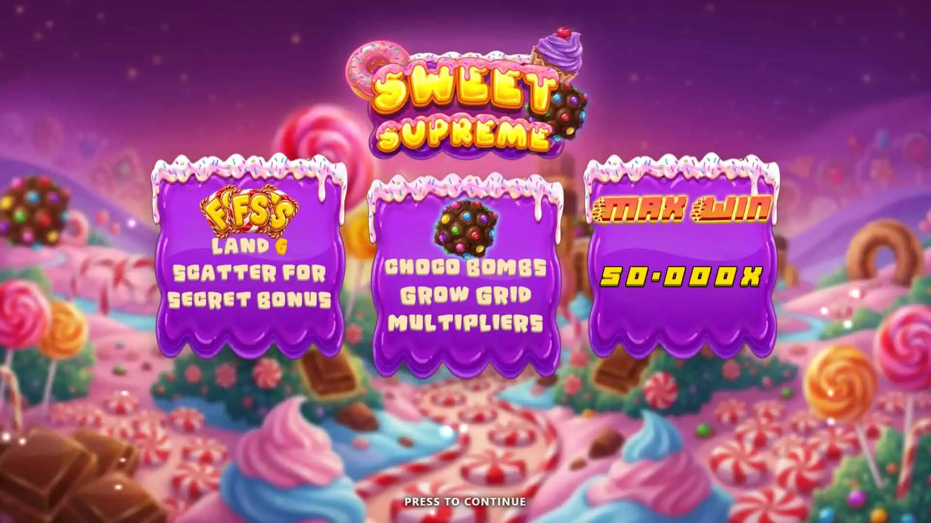 Sweet Supreme slot intro screen